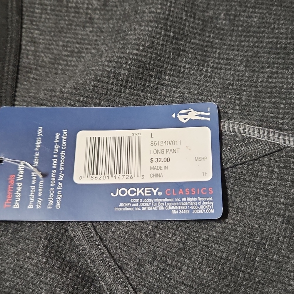 Jockey men's waffle thermal bottoms.  Large.  Gray - Picture 4 of 6